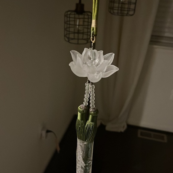 Lucky Lotus silent windchime car mirror decor door knob keychain jade like Glass - Picture 14 of 14